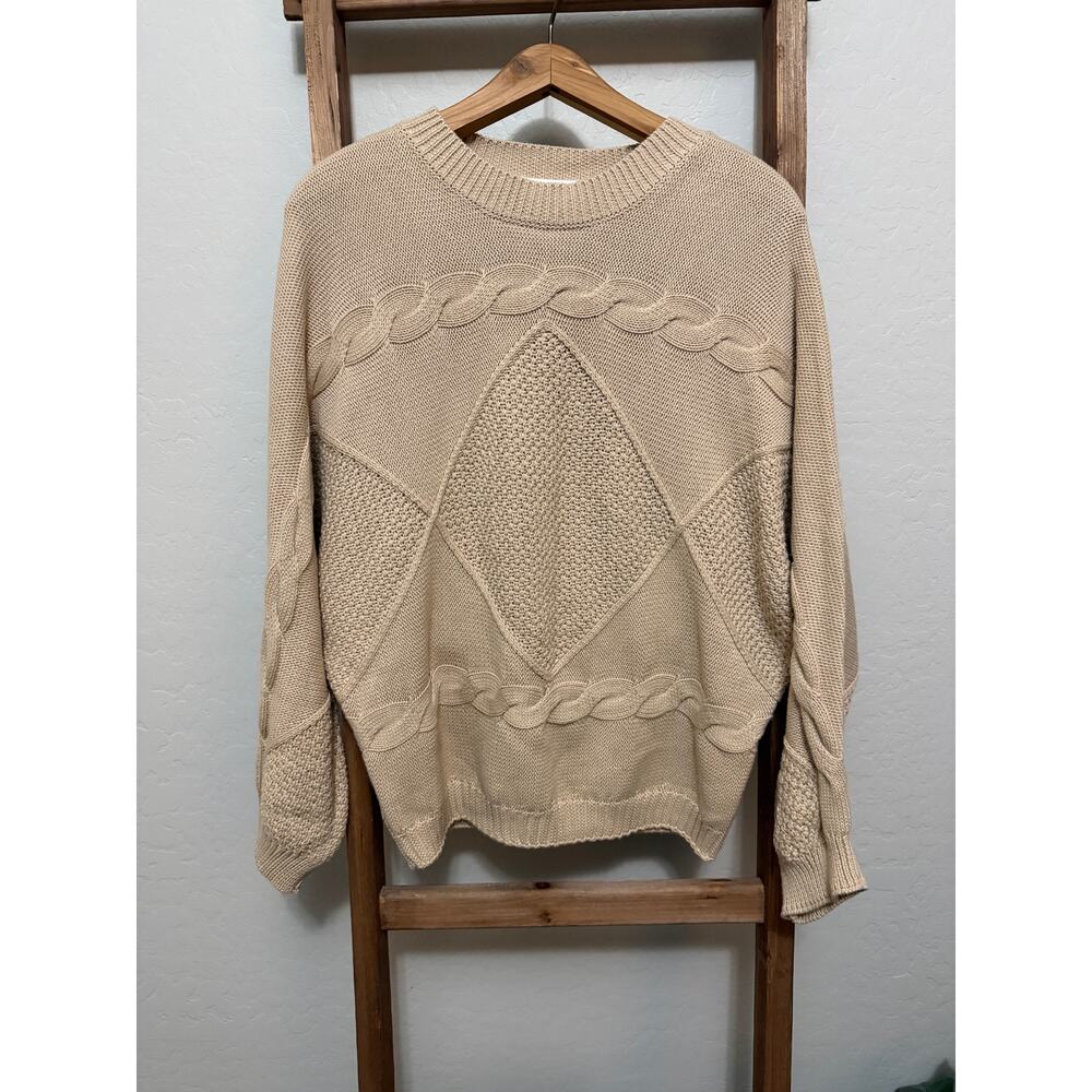Bohme cable knit tan sweater-size small